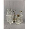 Image 2 : Beautiful Vintage Silverplate & Cut Crystal 4 Pc Cruet Set w/ Stand