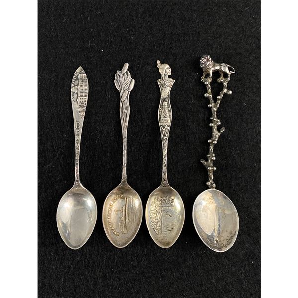 4 Vintage Sterling Silver Collectible Spoons