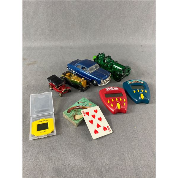 Vintage Collectibles - Various Cars, Handheld Games, Playing Cards