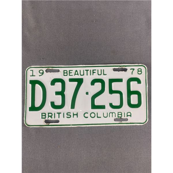 1978 Beautiful British Columbia License Plate