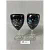 Image 1 : Rare 2 Signed Arte Vargas Hand Blown Goblets Wine Glasses, No Chips Or Cracks