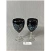 Image 2 : Rare 2 Signed Arte Vargas Hand Blown Goblets Wine Glasses, No Chips Or Cracks