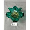 Image 2 : MCM Murano Art Glass Blue and Green Star Base Bowl - Apprx 9" X 7" X 4"  - No Chips Or Cracks