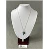 Image 1 : Quality Palm Tree Sterling Silver Pendant Necklace Opal Inlay Both Marked 925 & Tested 20" Long Chai