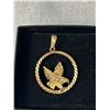 Image 2 : 10K Yellow Gold Eagle Circle Pendant 1.5" X 1" 2.5 Grams