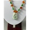 Image 2 : Genuine Amber & Jade Pendant And Facetted Beads 925 Clasp - 21" Long - 1 1/4" Pendant