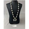 Image 1 : Lovely 18K G.F. Butterfly Pendant w/ Genuine Mother Pearl, Abalone Necklace 925 Clasp - 26" Long 1 3