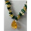 Image 2 : Genuine Citrine & Malacite (Incl Spacer Beads) Necklace 20" Both Pendant & Clasp 925 - 20" Long 1 1/