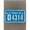 Image 1 : 1964 British Columbia C.L. License Plate
