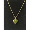 Image 2 : Vintage Dark Green B.C. Jade Pendant w/ Chain Necklace, Marked 1/20 12K G.F.