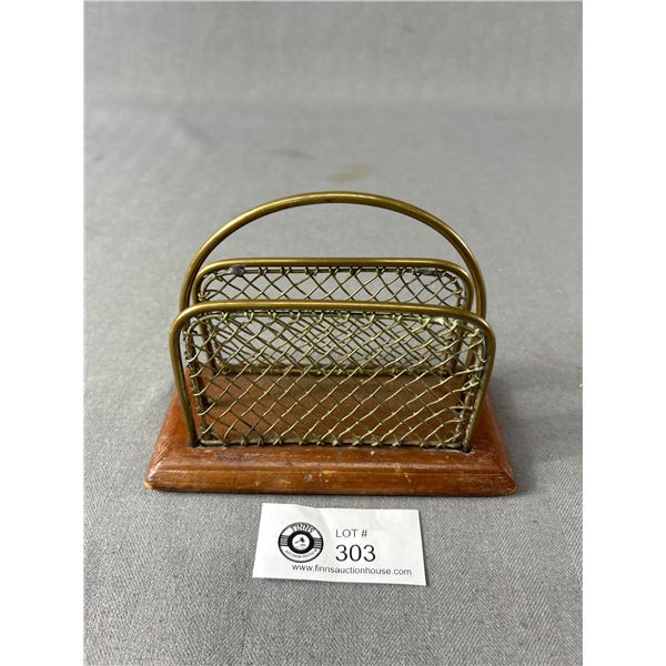 Victorian Brass & Wood Desktop Letter Rack