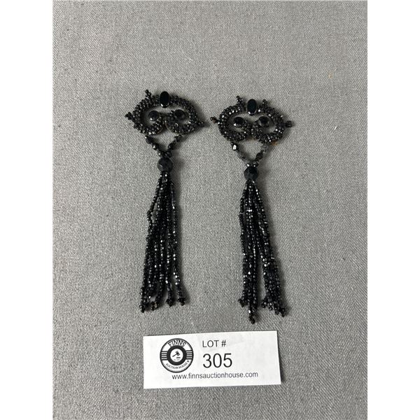 2 Victorian 1880's-90's Black Glass Tassles. Nice Lot