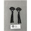 Image 1 : 2 Victorian 1880's-90's Black Glass Tassles. Nice Lot
