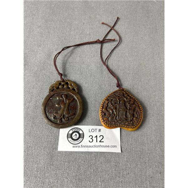 2 Carved Chinese Pendants