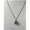Image 2 : Vintage Sterling Silver w/ Genuine Amethyst Stone Pendant, Marked .925