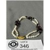 Image 2 : Lovely Double  Strand Genuine Freshwater Pearls, Garnet & Black Onyx Beads Bracelet