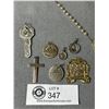 Image 2 : Vintage Pearls Rosary w/ Crucifix Cross, St.Christopher Key Pendant & 6 Religious Pendants Including