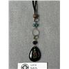 Image 2 : Mexican Opal/Inlaid Pendant w/ Black Cord Necklace