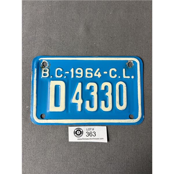 1964 British Columbia License Plate