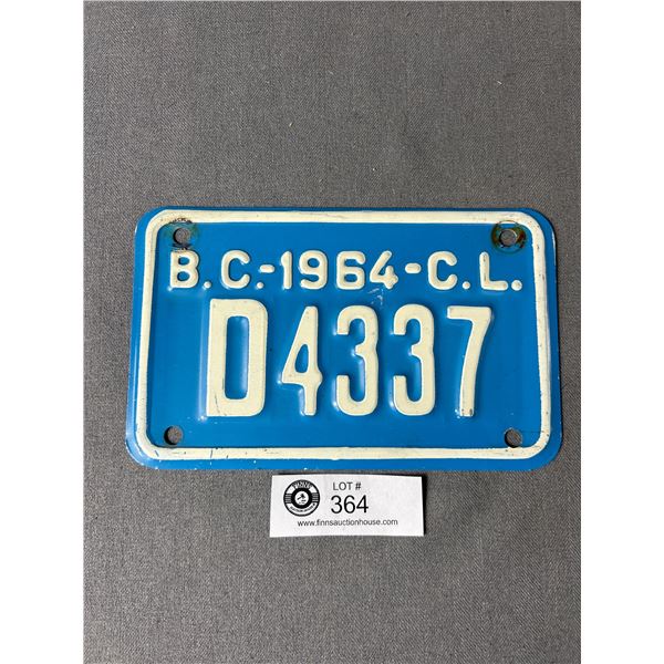 1964 British Columbia License Plate