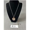 Image 1 : Mother Of Pearl Pendant Necklace & Pair Of Mother Of Pearl Earrings