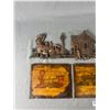 Image 2 : 4 Vintage Wood Steam Locomotive Art Plaques & Plastic Spring Valley Train Station Raised Relief Art