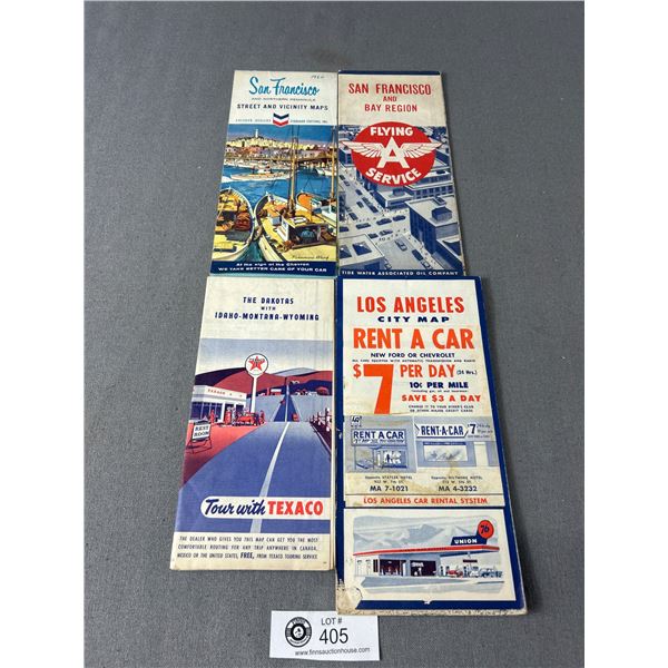 4 Vintage U.S. Oil Company Road Maps