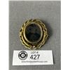 Image 2 : Antique Victorian Swivel BroochWith Pin.Tin Type Photo On One Side and Carved Antler On Other Side