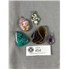 Image 1 : 5 Vintage Genuine Stones Pendants. Biggest Measures 2.5"L