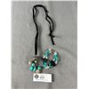 Image 1 : Turquoise with Black Cord Necklace & Bracelet