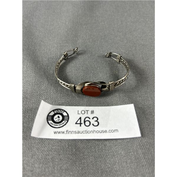 Vintage Silver Bracelet with Brown Jasper Stone Center