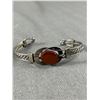 Image 3 : Vintage Silver Bracelet with Brown Jasper Stone Center
