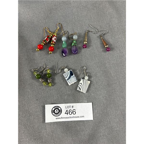 5 Pairs of Vintage Earrings Some with Genuine Gem Stones