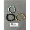 Image 1 : 3 Interesting Beaded Glass/Stones Stretch Bracelets