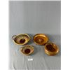Image 1 : 2 1950's Canadian Wood Bead Baskets & 2 Hand Carved Enlayed Wood Bowls Including Canadian Dogwood