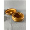 Image 3 : 2 1950's Canadian Wood Bead Baskets & 2 Hand Carved Enlayed Wood Bowls Including Canadian Dogwood