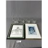 Image 1 : Running By The Light Of Raven, Pencil Sketch Local Artist & 4 Signed Glass Etched Mugs