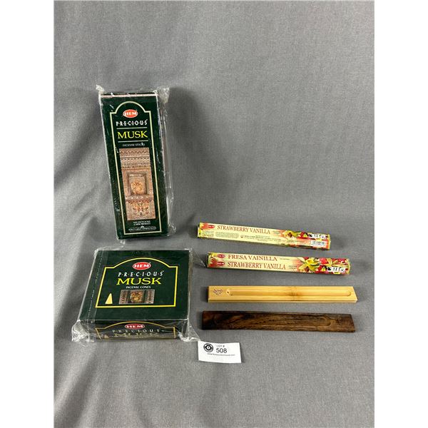 Incense Lot - Sticks, Cones & Wood Holder