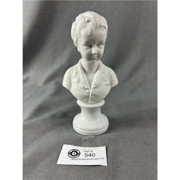 Hand Painted Porcelain Boy Bust Figure Made In Japan. Approx. 7 1/2" H