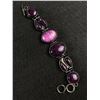 Image 1 : Heavy Ornate Gun Metal w/ Stones Bracelet, Each Link Hinged 8"L