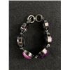 Image 3 : Heavy Ornate Gun Metal w/ Stones Bracelet, Each Link Hinged 8"L