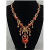 Image 1 : Gorgeous Red Rhinestones + Gold Plated Choker Necklace