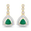 14KT Yellow Gold 1.39ctw Zambian Emerald and White Diamond Earrings