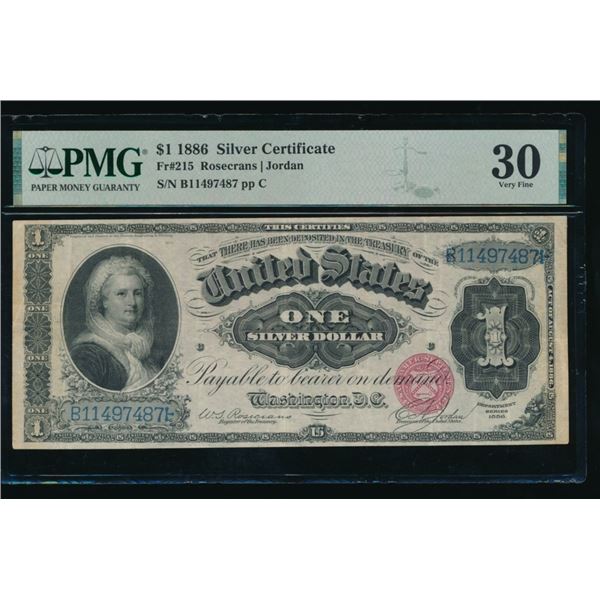 1886 $1 Martha Washington Silver Certificate PMG 30