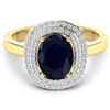 14KT Yellow Gold 2.10ct Blue Sapphire and Diamond Ring