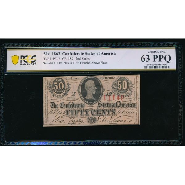 50 Cent 1863 T-63 Confederate PCGS 63PPQ