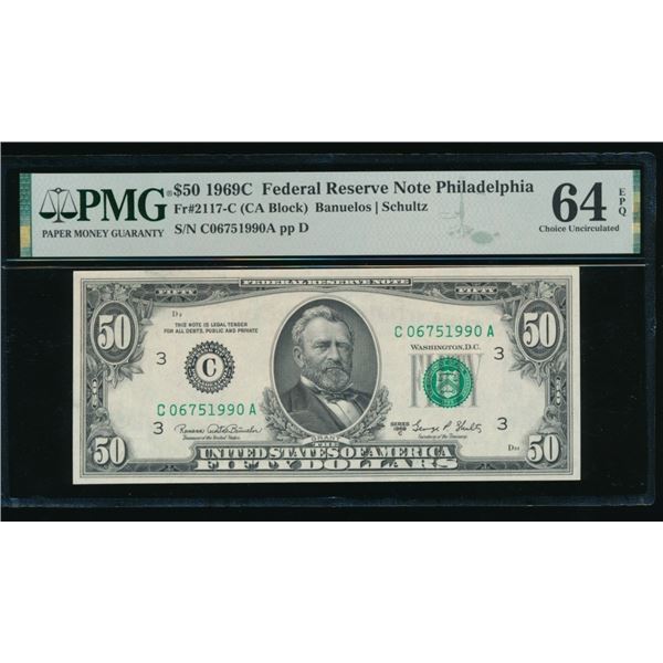 1969C $50 Philadelphia FRN PMG 64EPQ