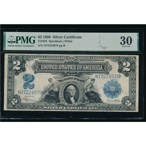 1899 $2 Mini Porthole Silver Certificate PCGS 30