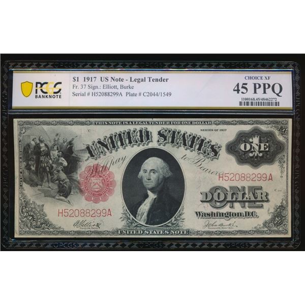 1917 $1 Legal Tender Note PCGS 45PPQ