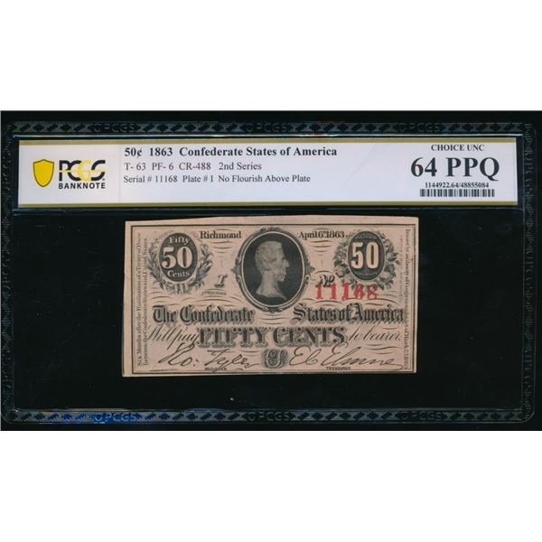 50 Cent 1863 T-63 Confederate PCGS 64PPQ